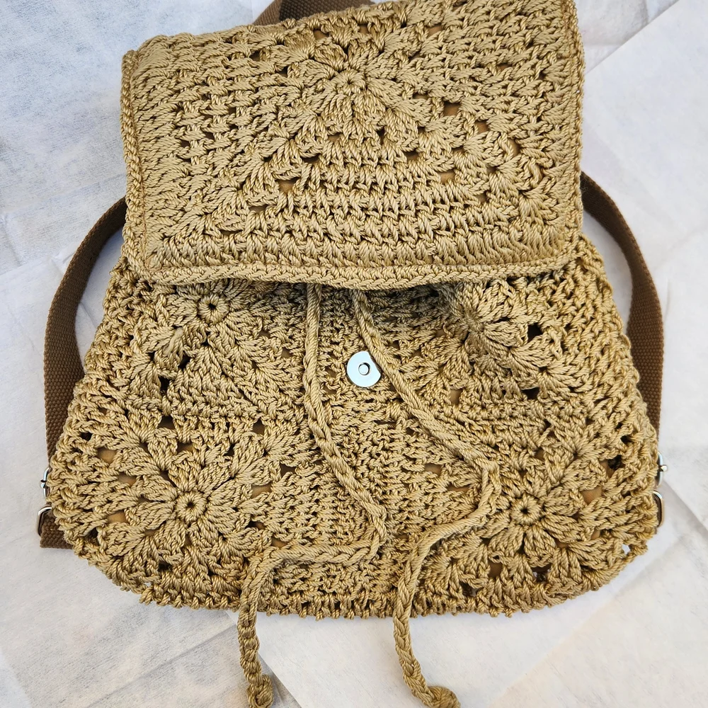 Handcrafted Tan Crochet Bag‎